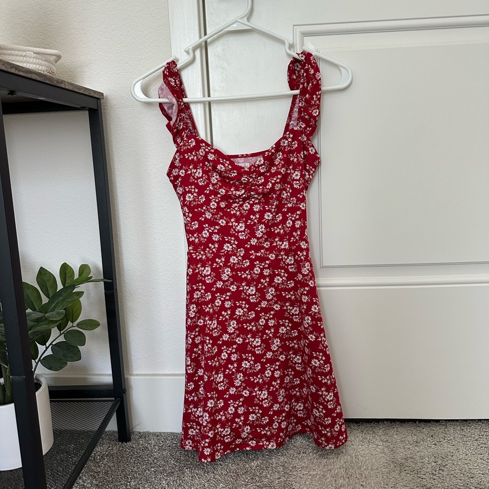 Hollister Red Floral Knit Skort Dress